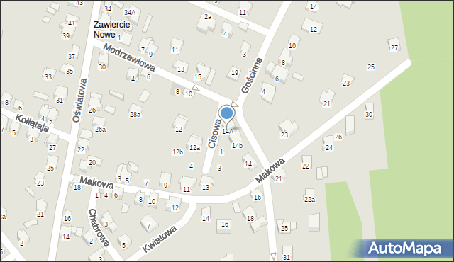 Zawiercie, Modrzewiowa, 14A, mapa Zawiercie