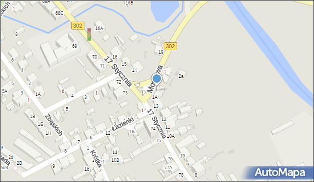 Zbąszyń, Mostowa, 1B, mapa Zbąszyń