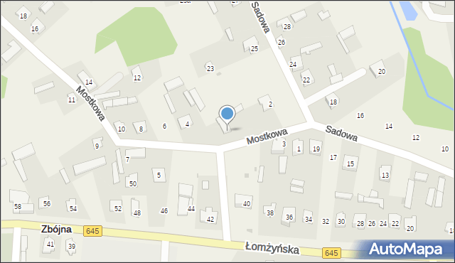 Zbójna, Mostkowa, 2a, mapa Zbójna