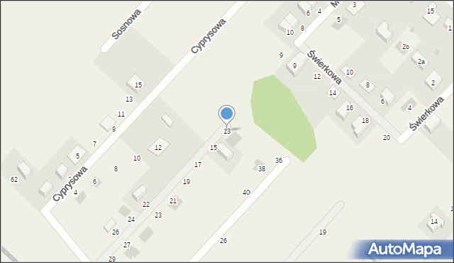 Zębice, Modrzewiowa, 13, mapa Zębice