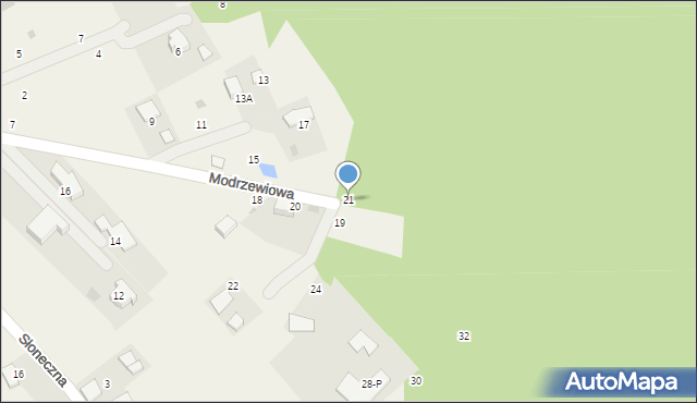 Zelków, Modrzewiowa, 21, mapa Zelków