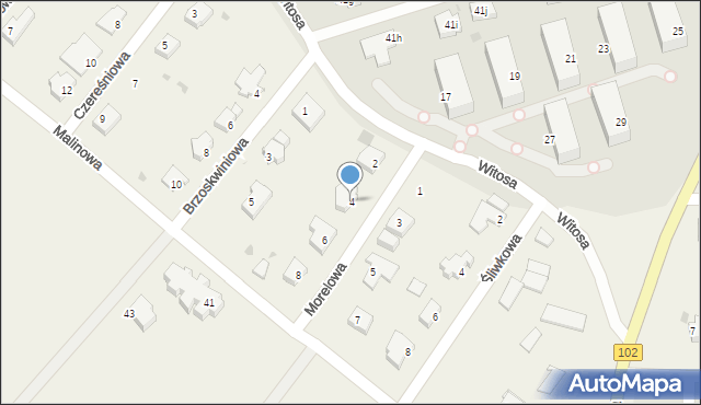 Zieleniewo, Morelowa, 4, mapa Zieleniewo