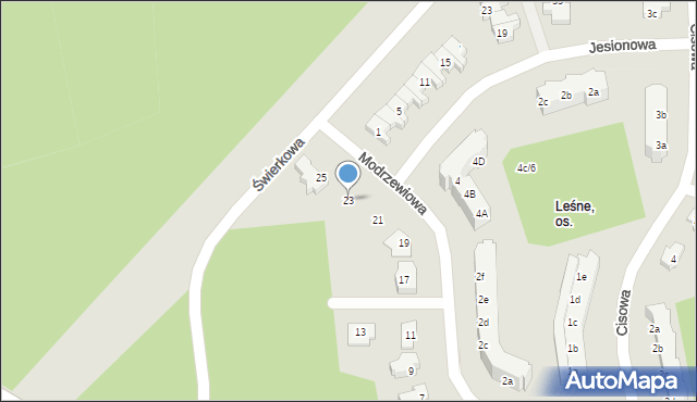 Zielona Góra, Modrzewiowa, 23, mapa Zielona Góra