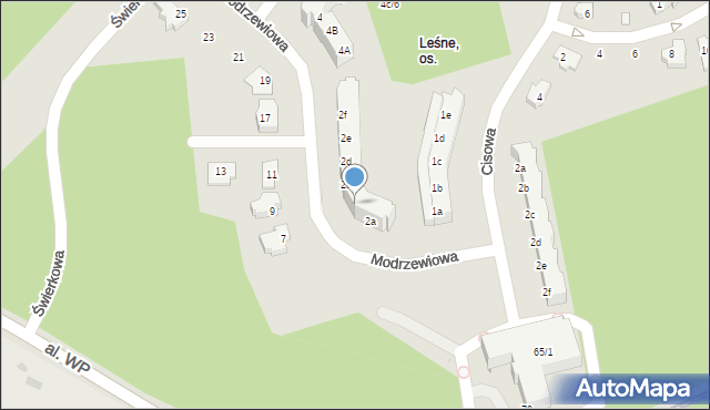 Zielona Góra, Modrzewiowa, 2b, mapa Zielona Góra
