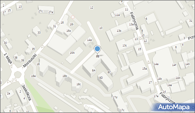 Zielona Góra, Moniuszki Stanisława, 8B, mapa Zielona Góra