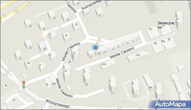 Zielona Góra, Monte Cassino, 19, mapa Zielona Góra