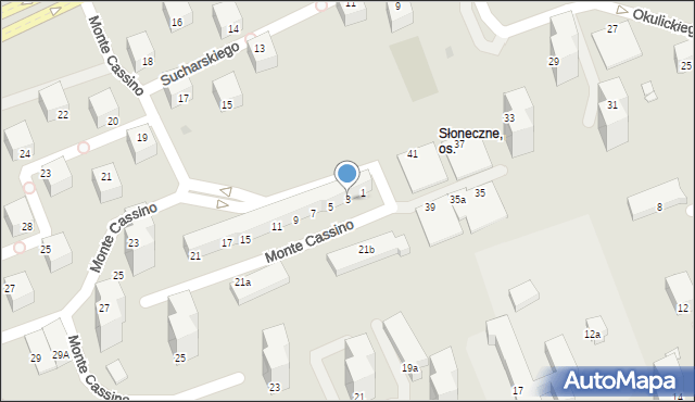 Zielona Góra, Monte Cassino, 3, mapa Zielona Góra