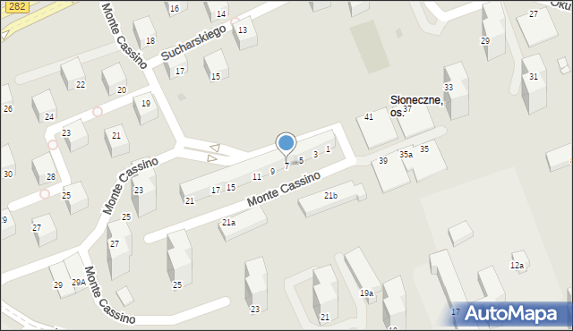 Zielona Góra, Monte Cassino, 7, mapa Zielona Góra