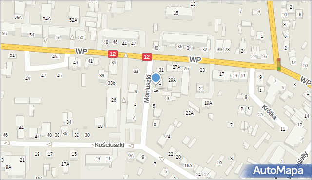 Zwoleń, Moniuszki Stanisława, 1a, mapa Zwoleń