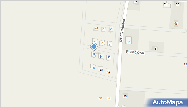 Żychlin, Modrzewiowa, 36, mapa Żychlin