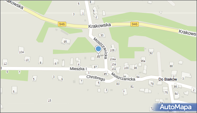 Żywiec, Moszczanicka, 89, mapa Żywiec