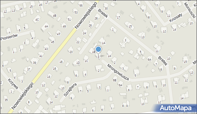 Bartoszyce, Mrongowiusza, 1, mapa Bartoszyce
