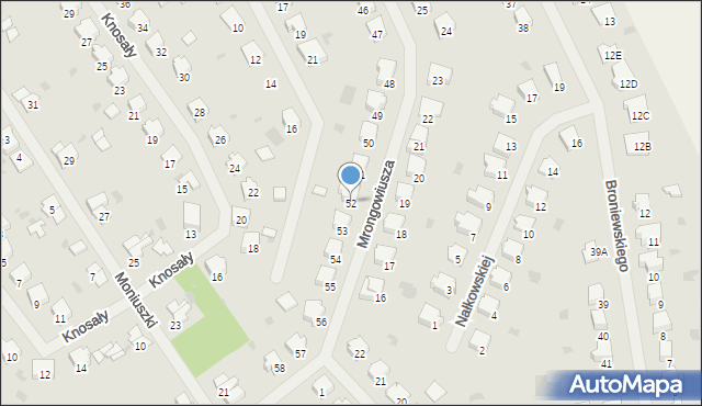 Bartoszyce, Mrongowiusza, 52, mapa Bartoszyce