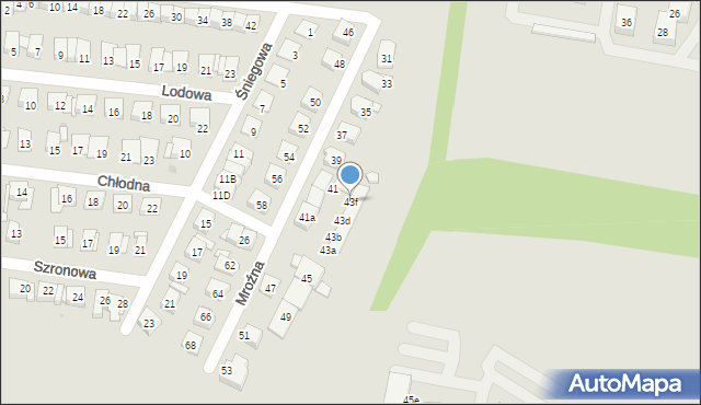 Katowice, Mroźna, 43f, mapa Katowic