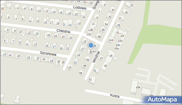 Katowice, Mroźna, 62, mapa Katowic