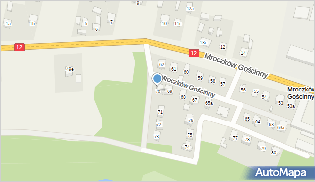 Mroczków Gościnny, Mroczków Gościnny, 70, mapa Mroczków Gościnny