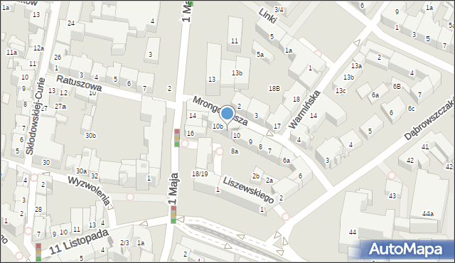 Olsztyn, Mrongowiusza Krzysztofa Celestyna, 10a, mapa Olsztyna