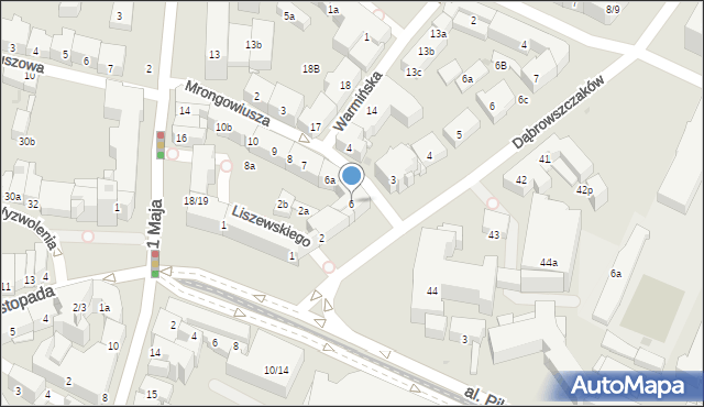 Olsztyn, Mrongowiusza Krzysztofa Celestyna, 6, mapa Olsztyna