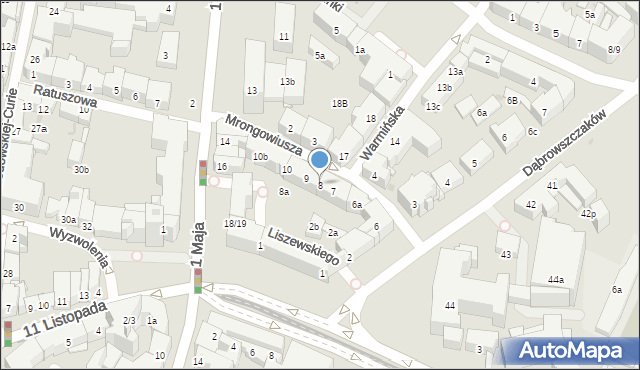 Olsztyn, Mrongowiusza Krzysztofa Celestyna, 8, mapa Olsztyna