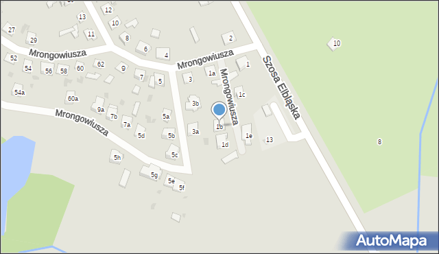 Ostróda, Mrongowiusza Celestyna, 1b, mapa Ostróda