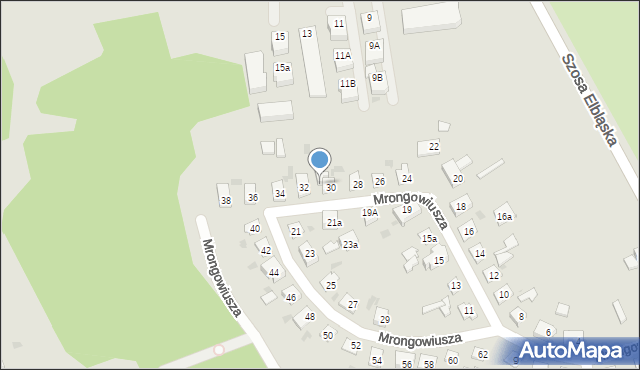 Ostróda, Mrongowiusza Celestyna, 30a, mapa Ostróda