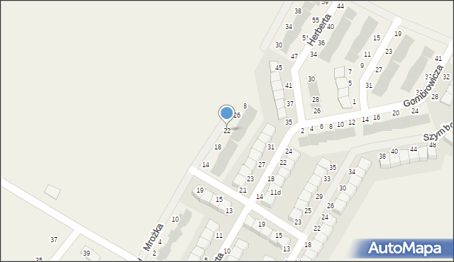 Pępowo, Mrożka Sławomira, 22, mapa Pępowo