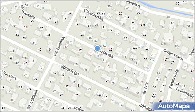Warszawa, Mrozowska, 13, mapa Warszawy