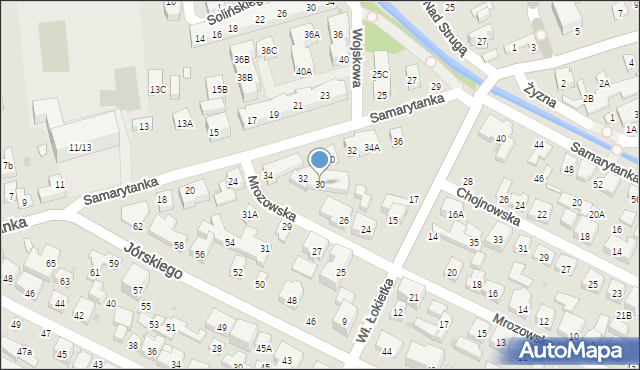 Warszawa, Mrozowska, 30, mapa Warszawy