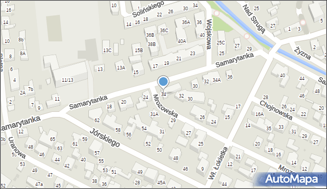 Warszawa, Mrozowska, 34, mapa Warszawy