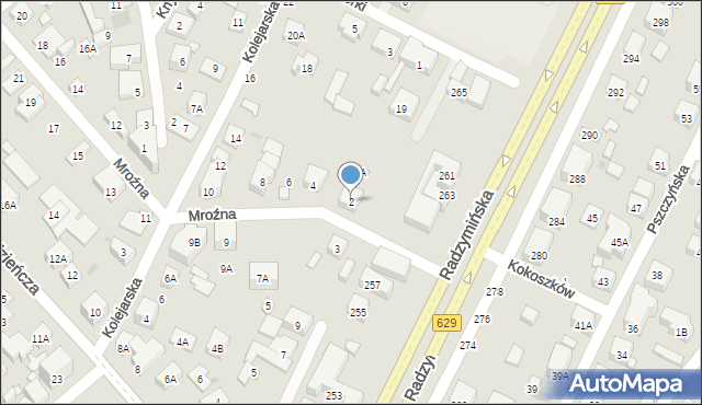 Warszawa, Mroźna, 2, mapa Warszawy