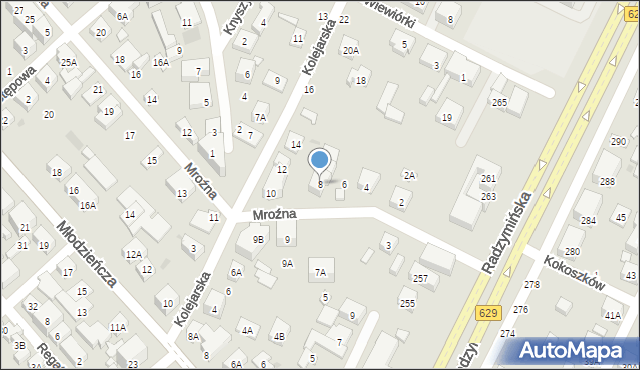 Warszawa, Mroźna, 8, mapa Warszawy