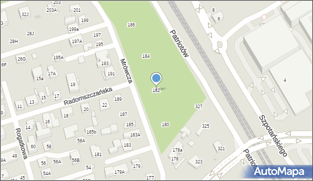Warszawa, Mrówcza, 182, mapa Warszawy