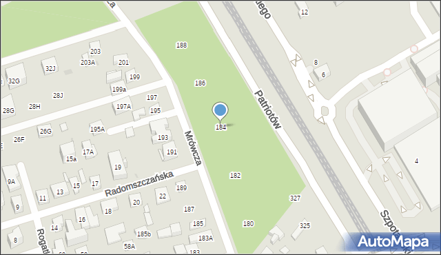 Warszawa, Mrówcza, 184, mapa Warszawy