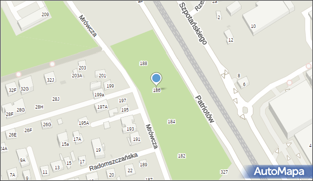 Warszawa, Mrówcza, 186, mapa Warszawy