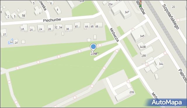 Warszawa, Mrówcza, 215B, mapa Warszawy