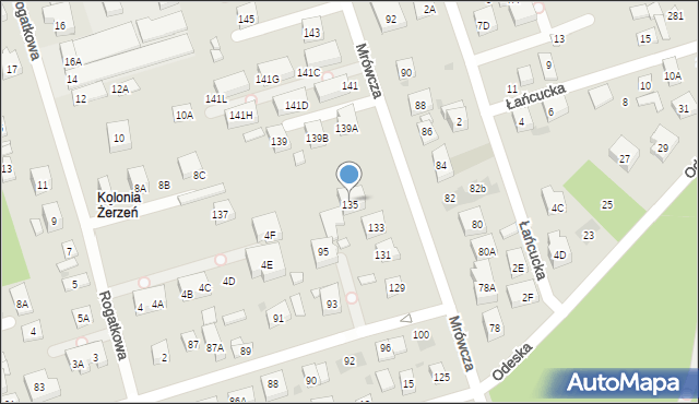 Warszawa, Mrówcza, 135, mapa Warszawy