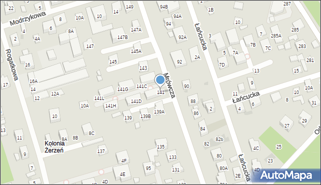 Warszawa, Mrówcza, 141, mapa Warszawy