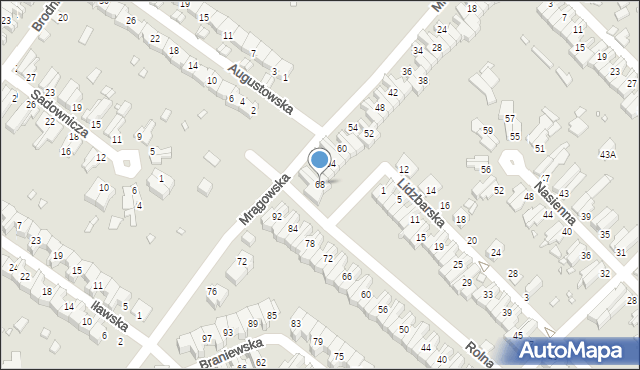 Wrocław, Mrągowska, 68, mapa Wrocławia