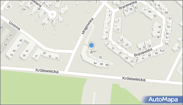 Wrocław, Mrągowska, 80, mapa Wrocławia