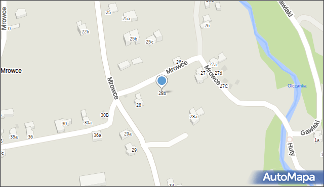 Zakopane, Mrowce, 28b, mapa Zakopanego
