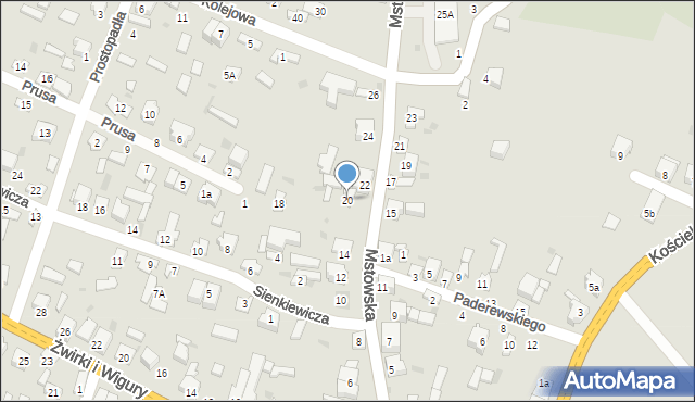 Olsztyn, Mstowska, 20, mapa Olsztyna