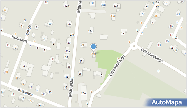 Olsztyn, Mstowska, 29b, mapa Olsztyna