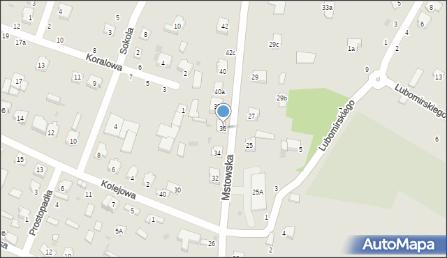 Olsztyn, Mstowska, 36, mapa Olsztyna