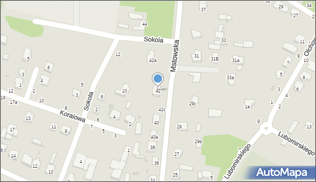 Olsztyn, Mstowska, 42, mapa Olsztyna