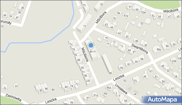 Poznań, Mścibora, 67, mapa Poznania
