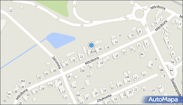 Poznań, Mścibora, 20, mapa Poznania