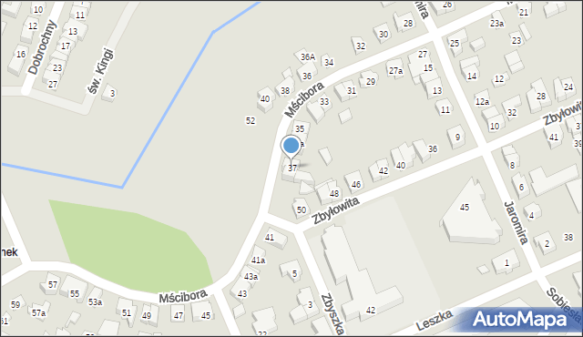 Poznań, Mścibora, 37, mapa Poznania