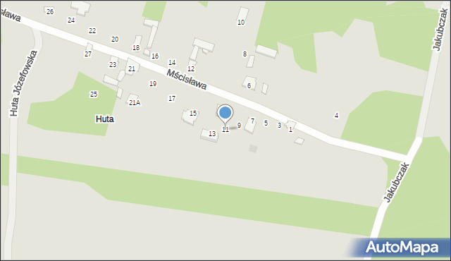 Radom, Mścisława, 11, mapa Radomia