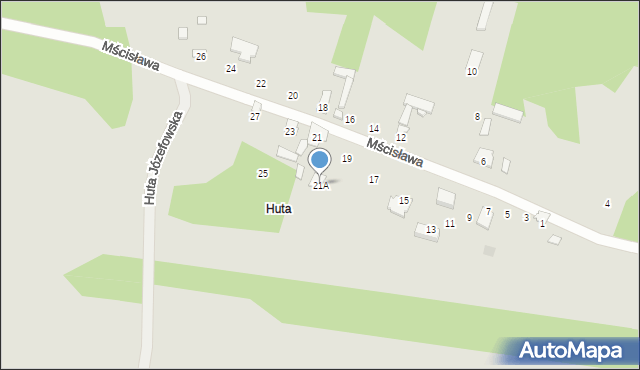Radom, Mścisława, 21A, mapa Radomia