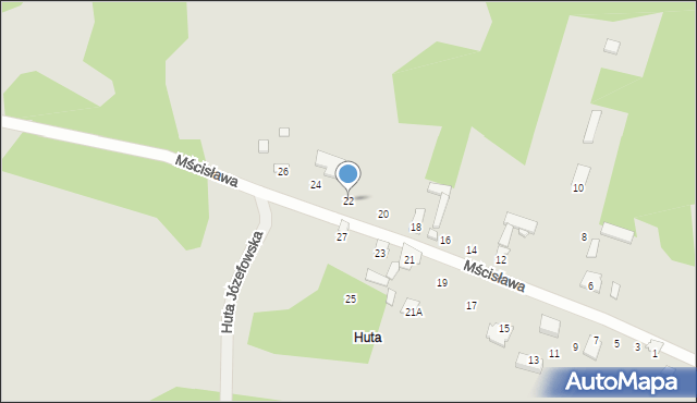 Radom, Mścisława, 22, mapa Radomia